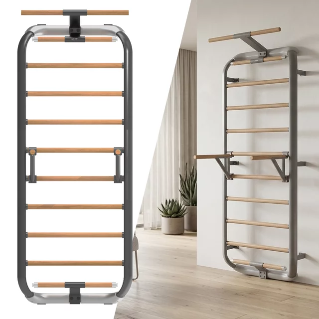 Žebřiny inSPORTline Wootkit 220x86 cm - černá - šedá