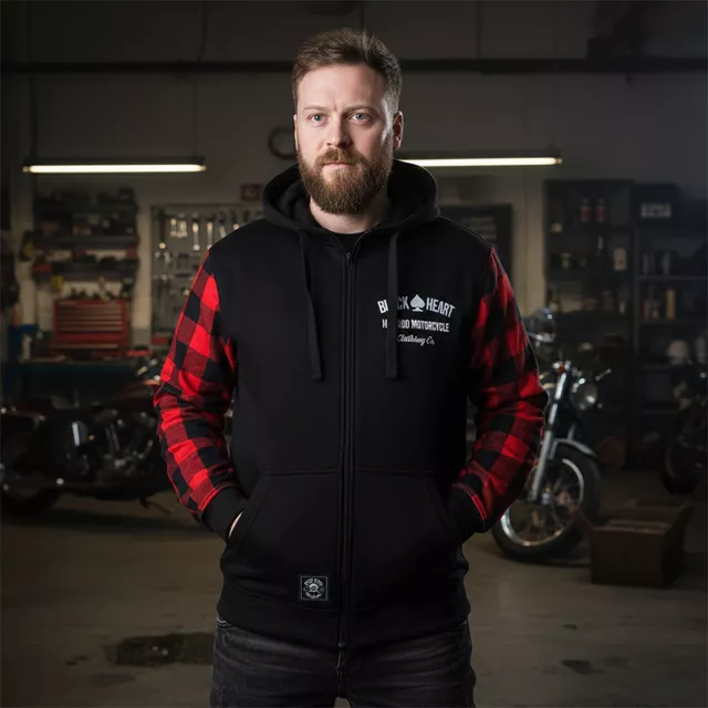 Moto mikina W-TEC Black Heart Ramforge - červeno-černá