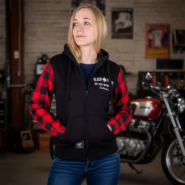Dámská moto mikina W-TEC Black Heart Ramforge Lady - červeno-černá