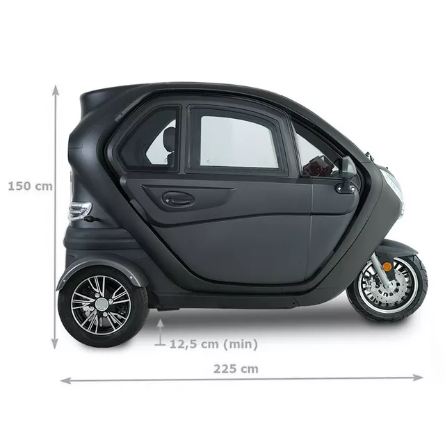 Elektrická tříkolka se střechou W-TEC Tukago • 45km/h • až 50km dojezd • s řidičákem - modrá