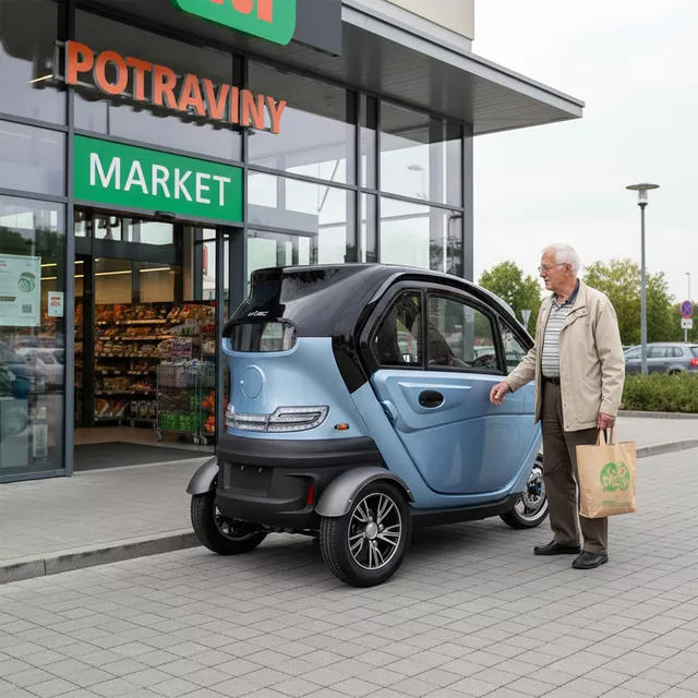 Elektrická tříkolka se střechou W-TEC Tukago • 45km/h • až 50km dojezd • s řidičákem - modrá