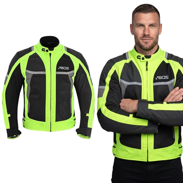 Pánská letní moto bunda BOS Libera - Neon