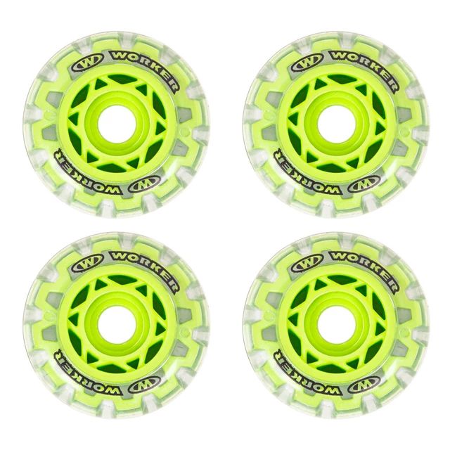 Náhradní kolečka na kolečkové brusle WORKER TriGo Skate 64mm - růžová - zelená