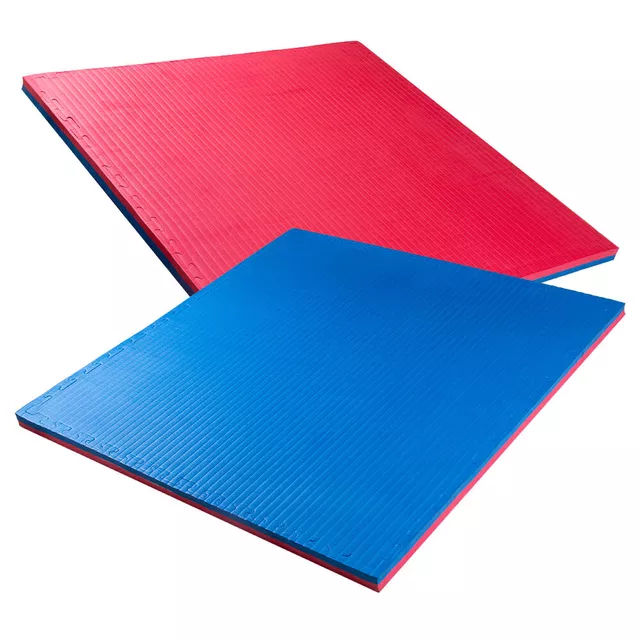 Puzzle tatami podložka inSPORTline Malmeida 100x100x4 cm - mocha mousse-černá, vzor 5 proužků