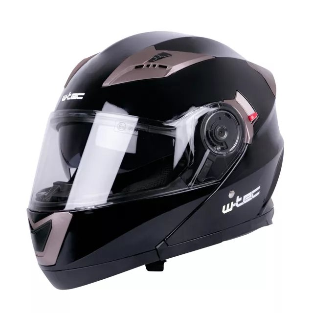 Výklopná moto přilba W-TEC Pezzon - bílo-bronzová