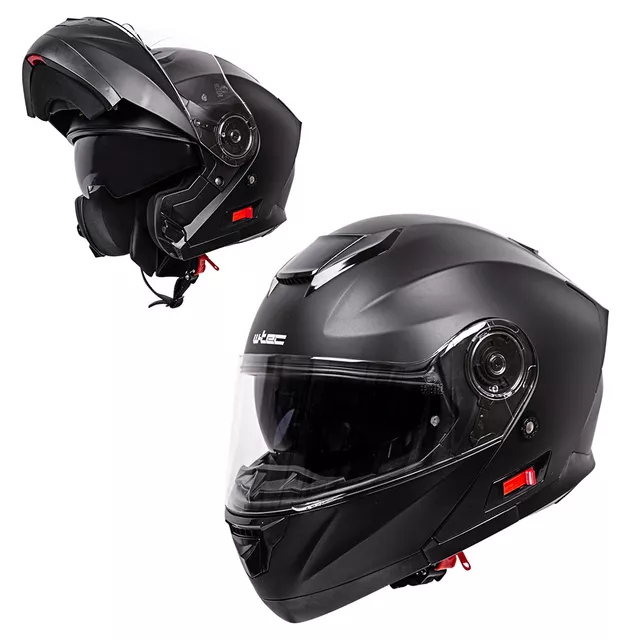Výklopná moto přilba W-TEC Cullo - černá matná - černá matná