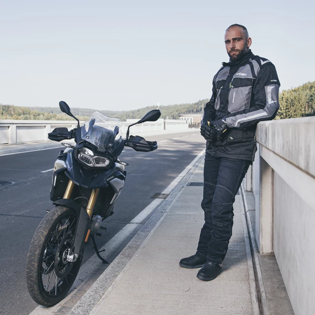 Pánská moto bunda W-TEC Burdys Evo - černo-šedo-zelená
