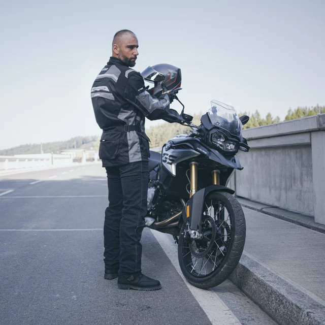 Pánská moto bunda W-TEC Burdys Evo - černo-šedo-zelená