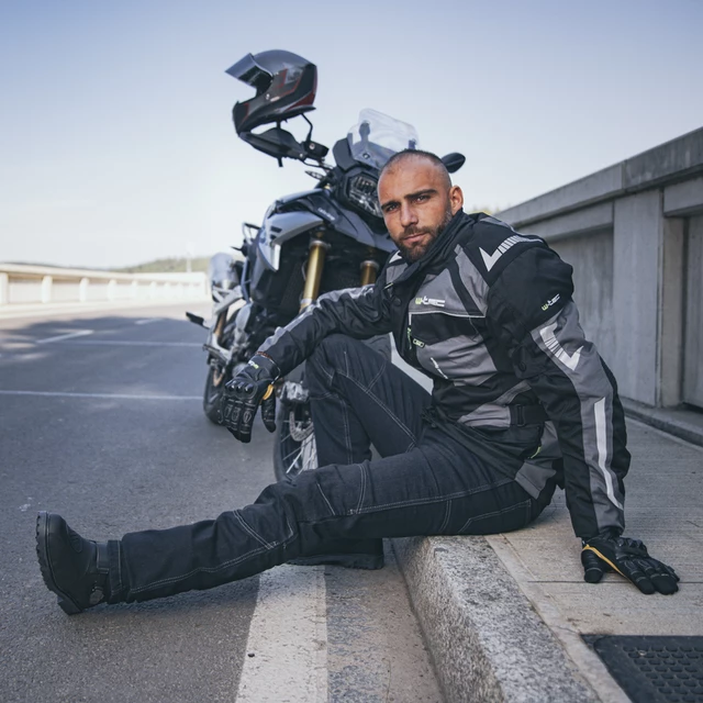 Moto jeansy W-TEC Pawted s nepromokavou membránou - tmavě modrá