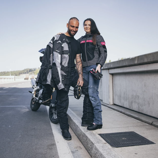 Dámské kožené moto boty W-TEC Beckie - černo-růžová