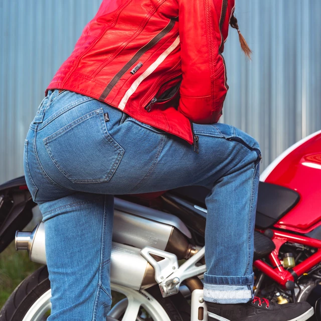 Dámské moto jeansy W-TEC Lustipa - modrá