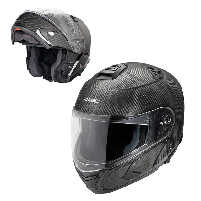 Výklopná moto přilba W-TEC Tensiler - karbon lesk - karbon lesk