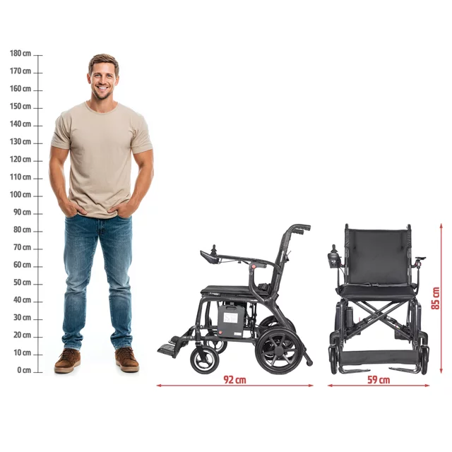 Skládací elektrický karbonový invalidní vozík inSPORTline Feally • 16,2kg • do 120kg • až 25km dojezd