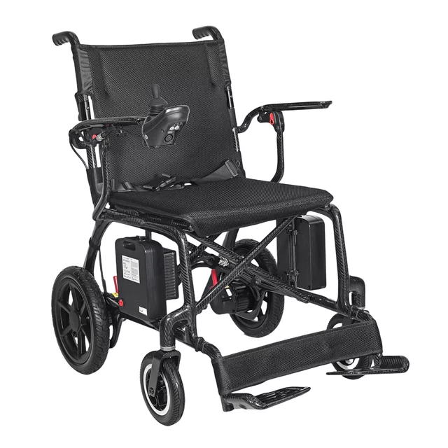 Skládací elektrický karbonový invalidní vozík inSPORTline Feally • 16,2kg • do 120kg • až 25km dojezd