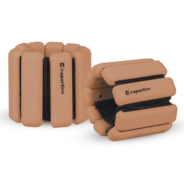 Fitness závaží na kotník a zápěstí inSPORTline Brace 2x1 kg - mocha mousse