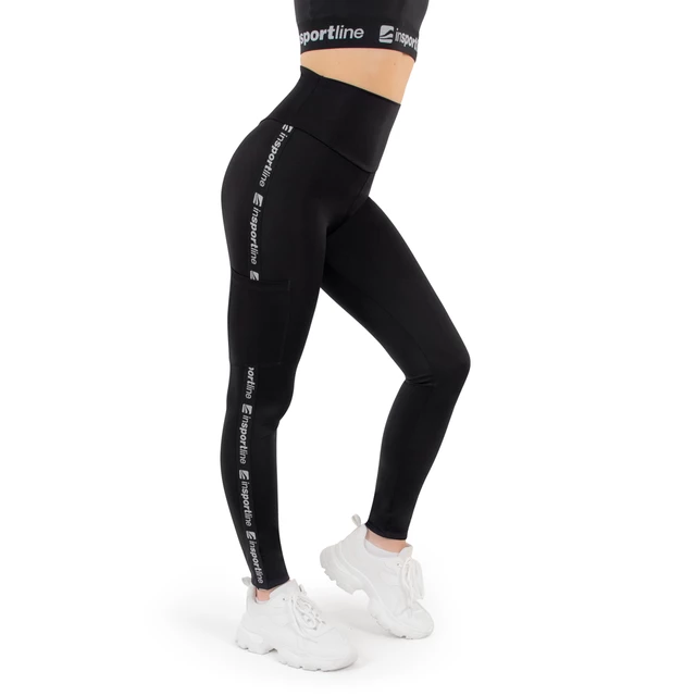 Dámské legíny inSPORTline Highwaist - černá - černá