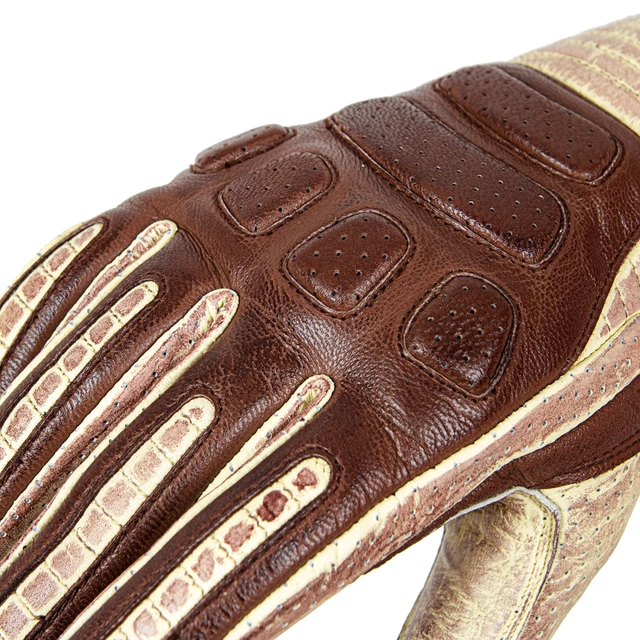 Kožené moto rukavice W-TEC Retro Gloves - hnědo-béžová