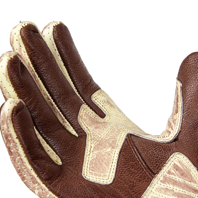 Kožené moto rukavice W-TEC Retro Gloves - hnědo-béžová