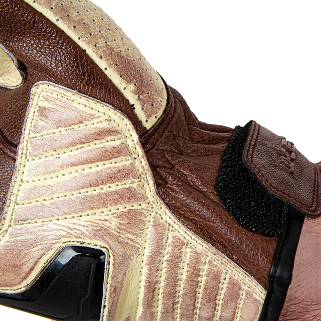 Kožené moto rukavice W-TEC Retro Gloves - hnědo-béžová