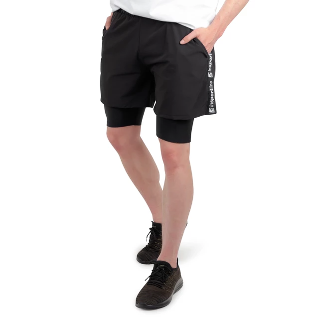 Pánské kraťasy 2v1 inSPORTline Closefit Short - černá