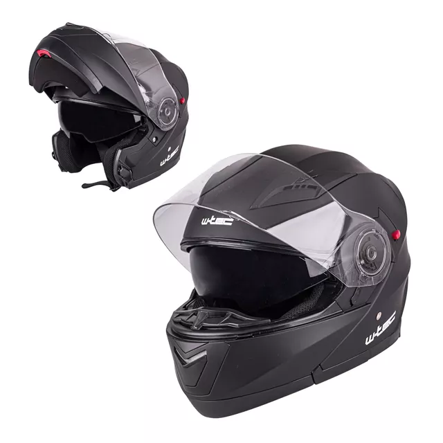Výklopná moto přilba W-TEC Pezzon - bílo-bronzová - černá matná