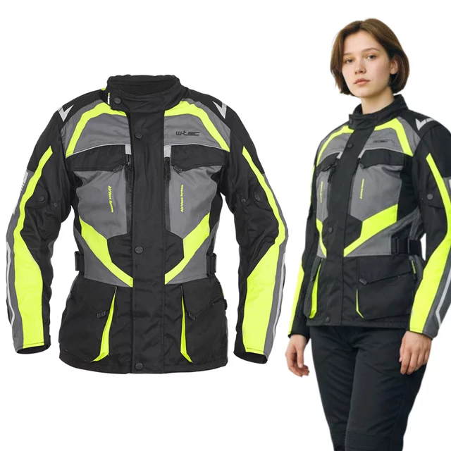 Dámská moto bunda W-TEC Radana - černo-šedo-zelená