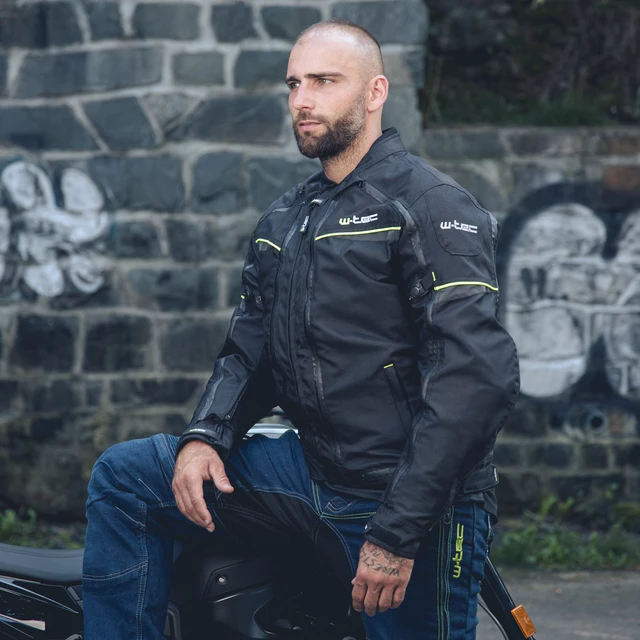 Pánská moto bunda W-TEC Progair - černá-fluo