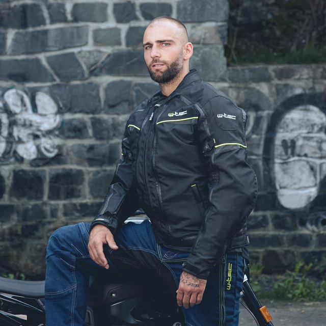 Pánská moto bunda W-TEC Progair - černá-fluo