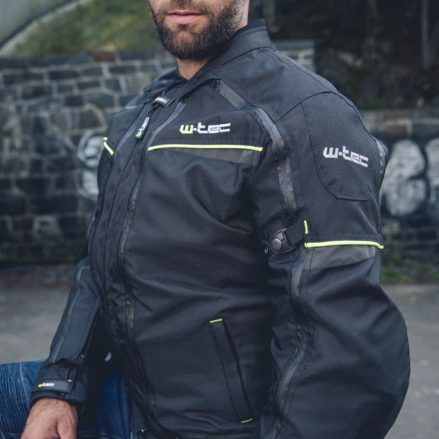Pánská moto bunda W-TEC Progair - černá-fluo
