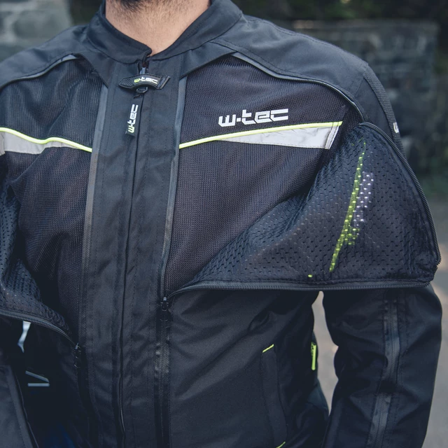 Pánská moto bunda W-TEC Progair - černá-fluo