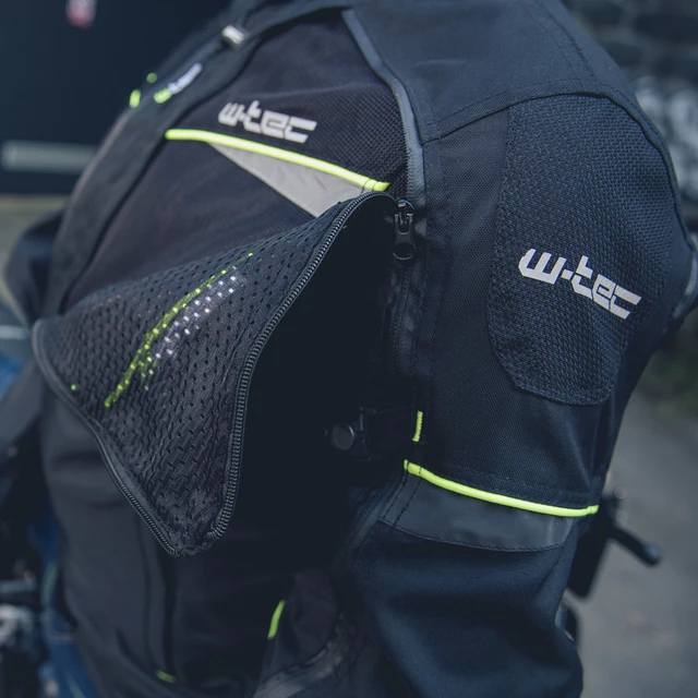 Pánská moto bunda W-TEC Progair - černá-fluo