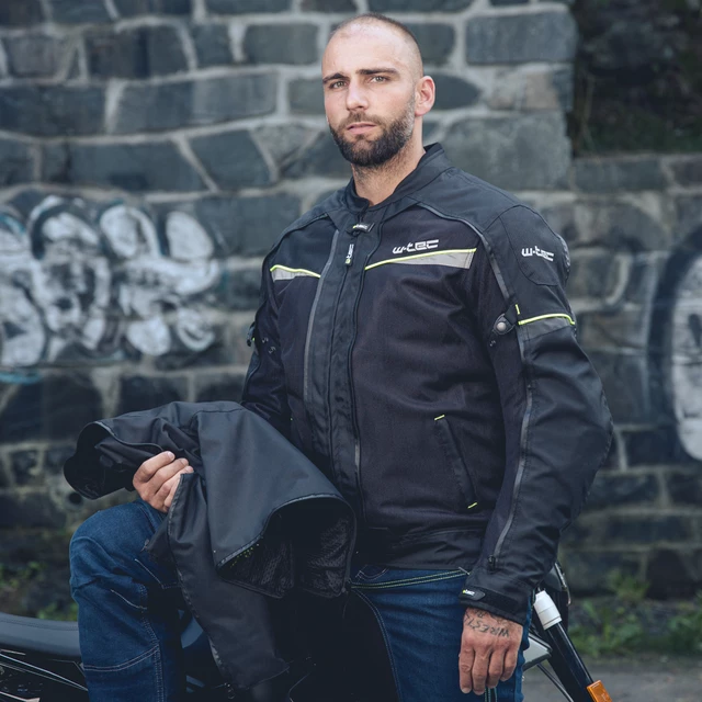 Pánská moto bunda W-TEC Progair - černá-fluo