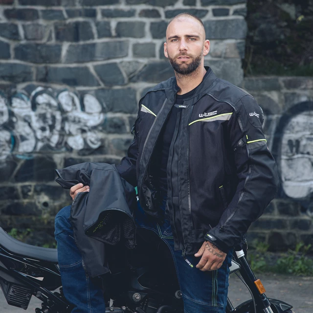 Pánská moto bunda W-TEC Progair - černá-fluo