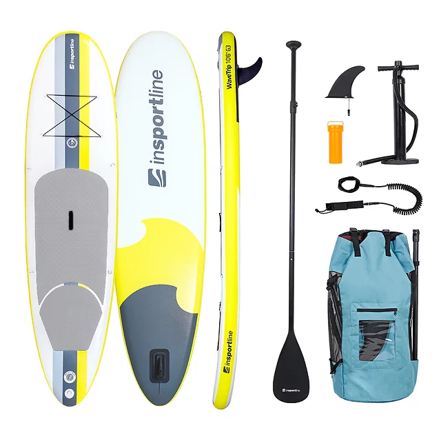Paddleboard s příslušenstvím inSPORTline WaveTrip 10'6" G3 • 300l • do 140kg - žlutá