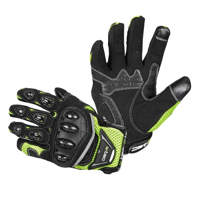 Moto rukavice W-TEC Upgear - černá-fluo - černá-fluo