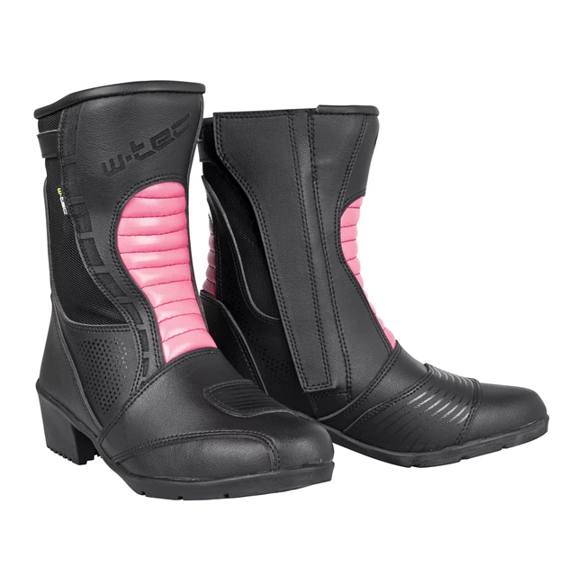 Dámské kožené moto boty W-TEC Beckie - černo-růžová - černo-růžová