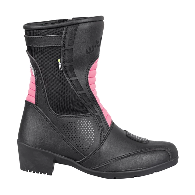 Dámské kožené moto boty W-TEC Beckie - černo-růžová