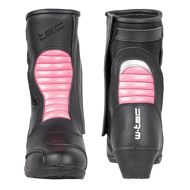 Dámské kožené moto boty W-TEC Beckie - černo-růžová