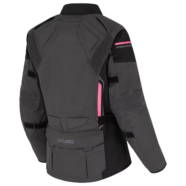 Dámská moto bunda W-TEC Barbata - černo-šedo-růžová