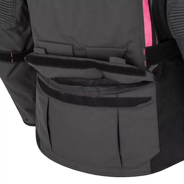 Dámská moto bunda W-TEC Barbata - černo-šedo-růžová