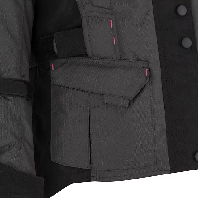 Dámská moto bunda W-TEC Barbata - černo-šedo-růžová