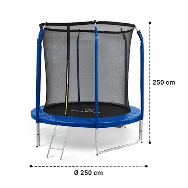 Trampolína s ochrannou sítí a schůdky KLARFIT Jumpstarter 250 cm modrá