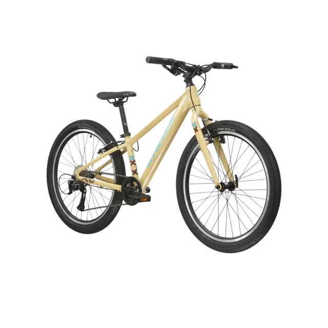 Odlehčené juniorské kolo Kross LEVEL JR 1.0 24" Gen 007 • 130-150 cm • 12 kg - béžová/červená/lesk