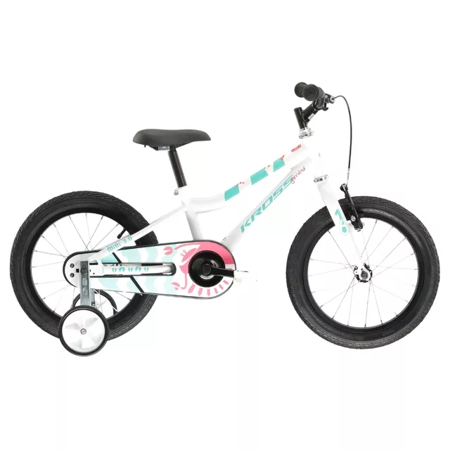 Dětské kolo Kross Mini 3.0 16" Gen 005 • 100-125 cm - bílá/seledynová/korálová/lesk
