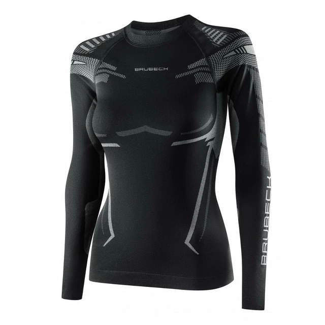 Dámské funkční triko Brubeck Dry s dlouhým rukávem - Black/Fuchsia - Black/Graphite