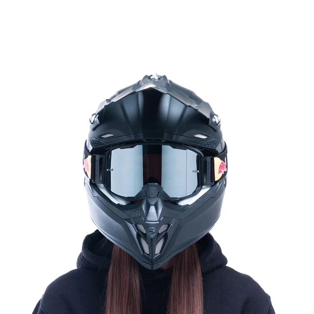 Motokrosové brýle RedBull Spect Strive Panovision, černé matné, plexi stříbrné zrcadlové