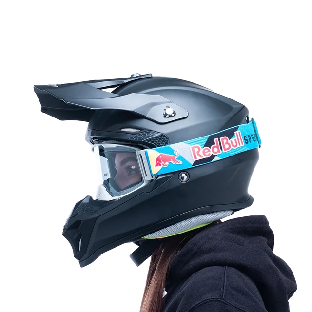 Motokrosové brýle RedBull Spect Strive Panovision, světle šedé matné, plexi kouřové