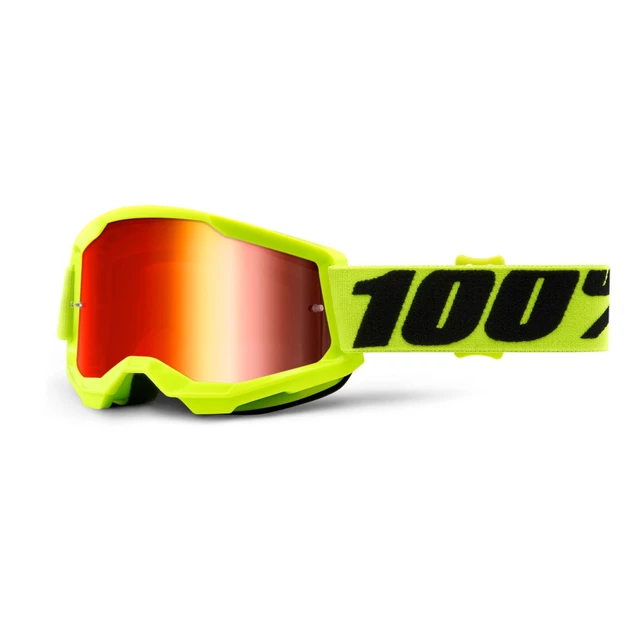 Dětské motokrosové brýle 100% Strata 2 Junior Mirror - černá, zrcadlové stříbrné plexi