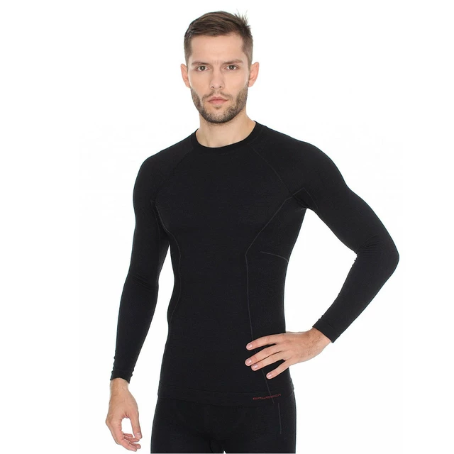 Pánské tričko Brubeck Active Wool s dlouhým rukávem - Black - Black