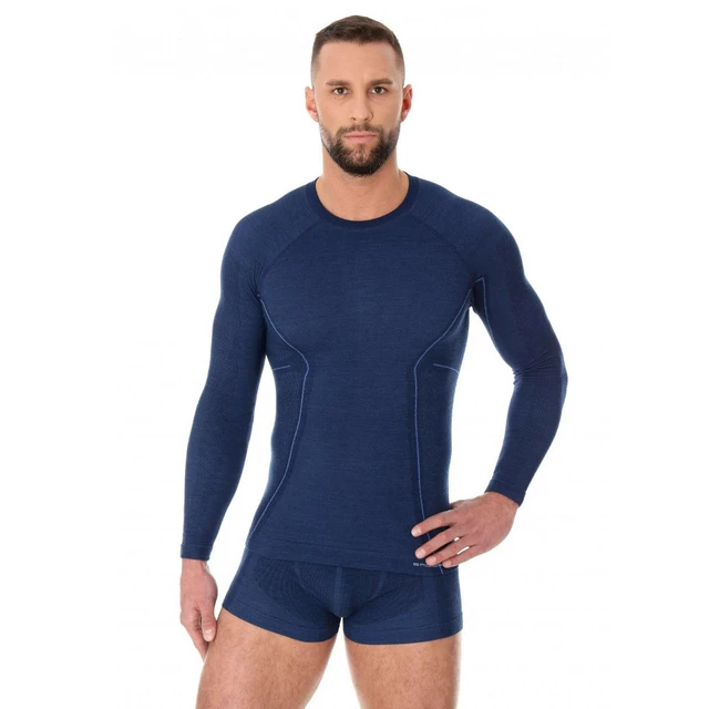 Pánské tričko Brubeck Active Wool s dlouhým rukávem - Black